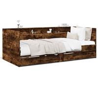 Cama diurna vidaXL con cajones, sin colchón, color roble ahumado, 100x200 cm