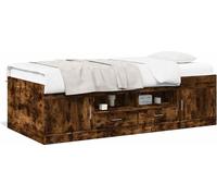 Cama diurna vidaXL con cajones, sin colchón, color roble ahumado, 75x190 cm