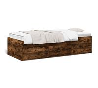 Cama diurna vidaXL con cajones, sin colchón, color roble ahumado, 90x200 cm
