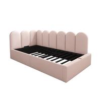 Cama diván 90x190 cm - cama día con almacenamiento hidráulico, somier de metal, terciopelo - rosa