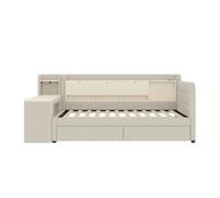 Cama diván 90x200 - cajones, escritorio, usb/tipo c, almacenaje - beige