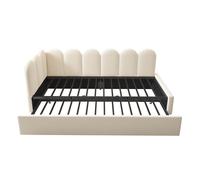 Cama diván 90x200 cm - sofá cama con cama extraíble 90x190 cm, cama infantil con somier de lamas, terciopelo - beige
