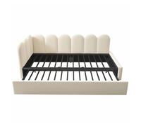 Cama diván 90x200 cm - sofá cama con cama extraíble 90x190 cm, cama infantil con somier de lamas, terciopelo - beige