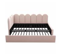 Cama diván 90x200 cm - sofá cama con cama extraíble 90x190 cm, cama infantil con somier, terciopelo, rosa