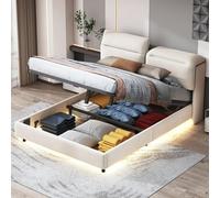 Cama doble abatible - Cama con espacio de almacenamiento - Cama - Mueble de dormitorio - 140x200 cm