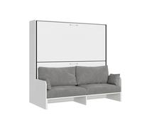 Cama doble abatible Kando con sofá, colchones en color ceniza blanca y gris. - Itamoby