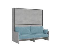 Cama doble abatible Kando con sofá de hormigón, azul - Itamoby