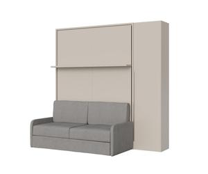 Cama doble abatible vertical de 160 cm Versia Sofà con sofá, estante y armario de 1 puerta derecha Clay
