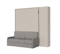 Cama doble abatible vertical de 160 cm Versia Sofà con sofá y armario de 1 puerta a la derecha Clay