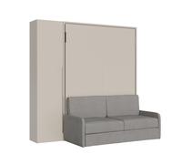 Cama doble abatible vertical de 160 cm Versia Sofà con sofá y armario de 1 puerta a la izquierda Clay