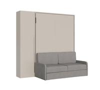 Cama Doble Abatible Vertical Versia Sofà 160 Con Sofá, Estante Y Armario 1 Puerta Izquierda Clay