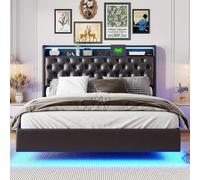 Cama doble - Cama tapizada - Cama con almacenamiento - Cama nido - Cama de cuero sintético - 160x200 cm