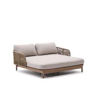 Cama doble Catalina en cuerda beige y madera de acacia 100% maciza con certificación FSC.