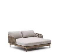 Cama doble Catalina en cuerda beige y madera de acacia 100% maciza con certificación FSC.