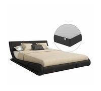 Cama Doble de Diseño Alessia con Estructura en Madera y Polipiel, Colchón Texas y Somier de Láminas - Disponible en Varios Tamaños - Muebles Bonitos Black