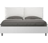Cama doble Egos Antea de 160x200 cm, con estructura de plástico blanco y cojines de imitación cuero