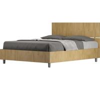 Cama doble francesa con espacio de almacenamiento, tamaño 140x190, con cabecero recto en roble Demas