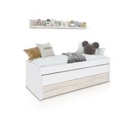 Cama doble juvenil con estante nuit blanco artik (blanco mate) - blanco velho 199 x 65 x 96 cm