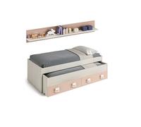 Miroytengo Cama nido Nube 65x199x96 cm (alto x largo x ancho) blanco y rosa