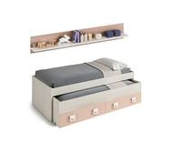 Cama Doble Juvenil + Estante Nube Blanco Alpes - Rosa 200 X 65 X 96 Cm