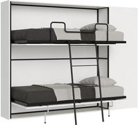 Cama doble Kando, composición H. Madera de fresno blanco, cama abatible