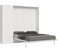 Cama Plegable 160x190 Cm Con 1 Columna Contenedor De Madera Blanca Kanto