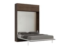 Cama Plegable 160x190 Cm Con 1 Mueble Alto En Madera De Nogal Kanto