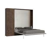 Cama Plegable 160x190 Cm Con 1 Columna Contenedor De Madera De Nogal Kanto