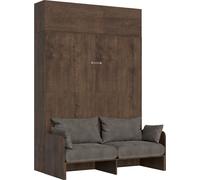 Cama doble Kentaro de nogal con armario superior iluminado (modelo ALESSIA 20). Cama abatible