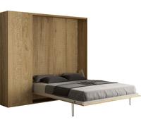 Cama Abatible 160 Vertical Kentaro Con Columna Roble Natural