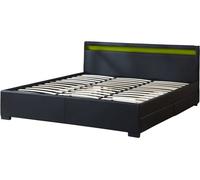 Habitat y Jardin - Cama doble "Nico" - LED - 180 x 200 cm - Negro