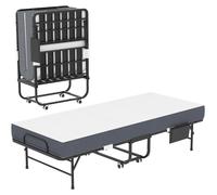 Cama doble plegable de 190 x 78 cm con colchón de espuma viscoelástica de 9,5 cm de grosor, ideal como cama de invitados portátil, que incluye una estructura metálica resistente y una bolsa para su al