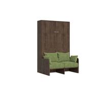Cama Doble Plegable Francesa Kentaro De 140 Cm Con Sofá De Nogal, Color Verde