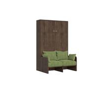 Cama doble plegable francesa Kentaro de 140 cm con sofá de nogal, color verde - Itamoby