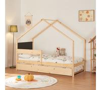 Cama nido infantil sodankylä con cama adicional 90x200cm - madera/negro [en.casa]