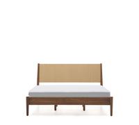 Cama Elan, chapa de nogal y madera maciza, colchón de 160x200 cm, certificación FSC Mix.