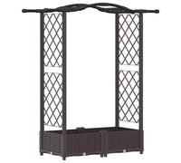 Cama elevada con trellis y techo Marrón 124 x 40 x 123 cm PP