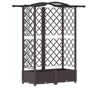 Cama elevada con trellis y techo Marrón 124 x 40 x 123 cm PP