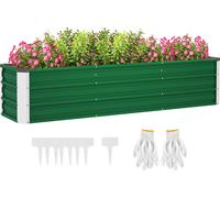 Cama elevada de acero. 3 áreas de plantación separadas. Suelo abierto. Montaje sencillo. 183 x 47 x 40 cm. Verde