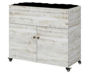Cama elevada de madera Outsunny, invernadero con compartimento de almacenamiento, jardinera móvil para hierbas