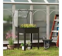Cama elevada Outsunny con funda, cama elevada de hierbas con orificios de drenaje