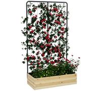 Cama elevada Outsunny con Soporte para trepar, Jardinera de Madera, Jardinera para Hierbas, Jardinera para jardín, balcón, Madera Natural, 80 x 38 x 145 cm