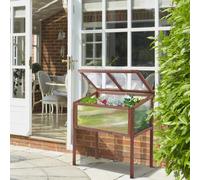 Cama elevada Outsunny de madera con estructura fría, cama de hierbas para jardín, balcón, madera marrón