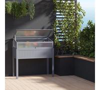 Cama elevada Outsunny de madera con estructura fría, cama de hierbas, policarbonato gris