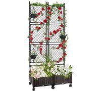 Cama elevada para jardín con celosía metálica, 178 cm de altura, maceta grande con ruedas, ideal para balcones y jardines
