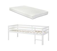 Cama elevada para niños con colchón siikalatva madera de pino 90 x 200 cm - blanco [en.casa]