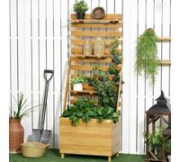 Cama elevada para plantas - Jardín vertical - Maceta para huerto - Maceta para hierbas - Maceta para flores - Madera maciza - 3 cajones y estructura para plantas trepadoras