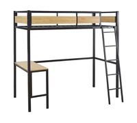 Cama entrepiso "ethan" con escritorio - 90 x 190 cm - negro