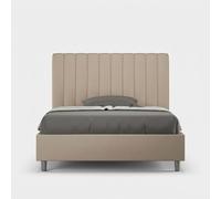 Cama francesa de matrimonio con cajón, 140 x 200 cm, moderna Agueda F, color beige