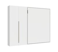 Cama francesa vertical con sofá escamoteable Versia Sofà 140 con armario de 2 puertas izquierda Blanco - Itamoby